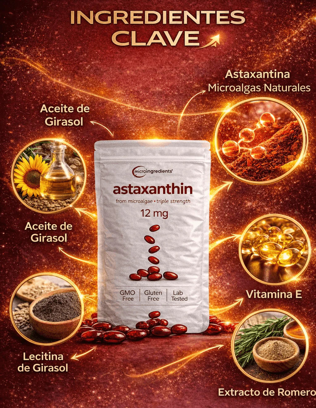 Astaxantina  – Antioxidante Premium para Energía, Piel y Bienestar Total🌟